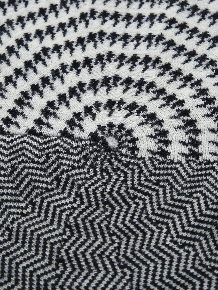 COMOBOCA 100% Cashmere Elegant Houndstooth Knit Beret