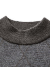 COMOBOCA 100% Cashmere Men's Mock Neck Jacquard Sweater
