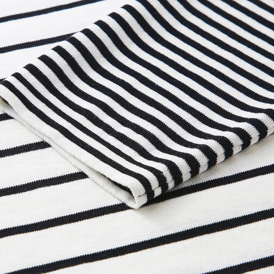 COMOBOCA Women's Cotton Silk Striped Smiley Patch T-Shirt Knit Sweater