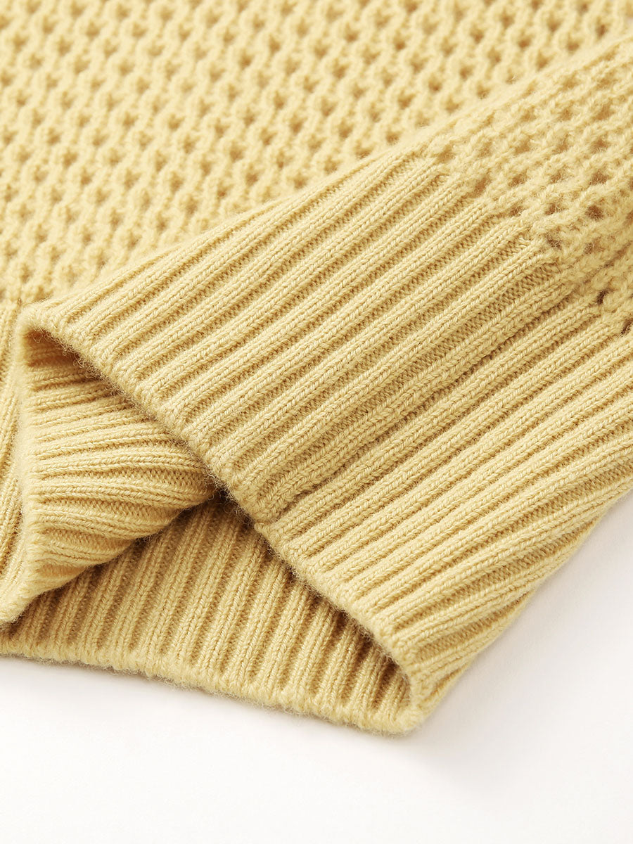 COMOBOCA 100% Wool Women's Embroidered Patch Knit Sweater