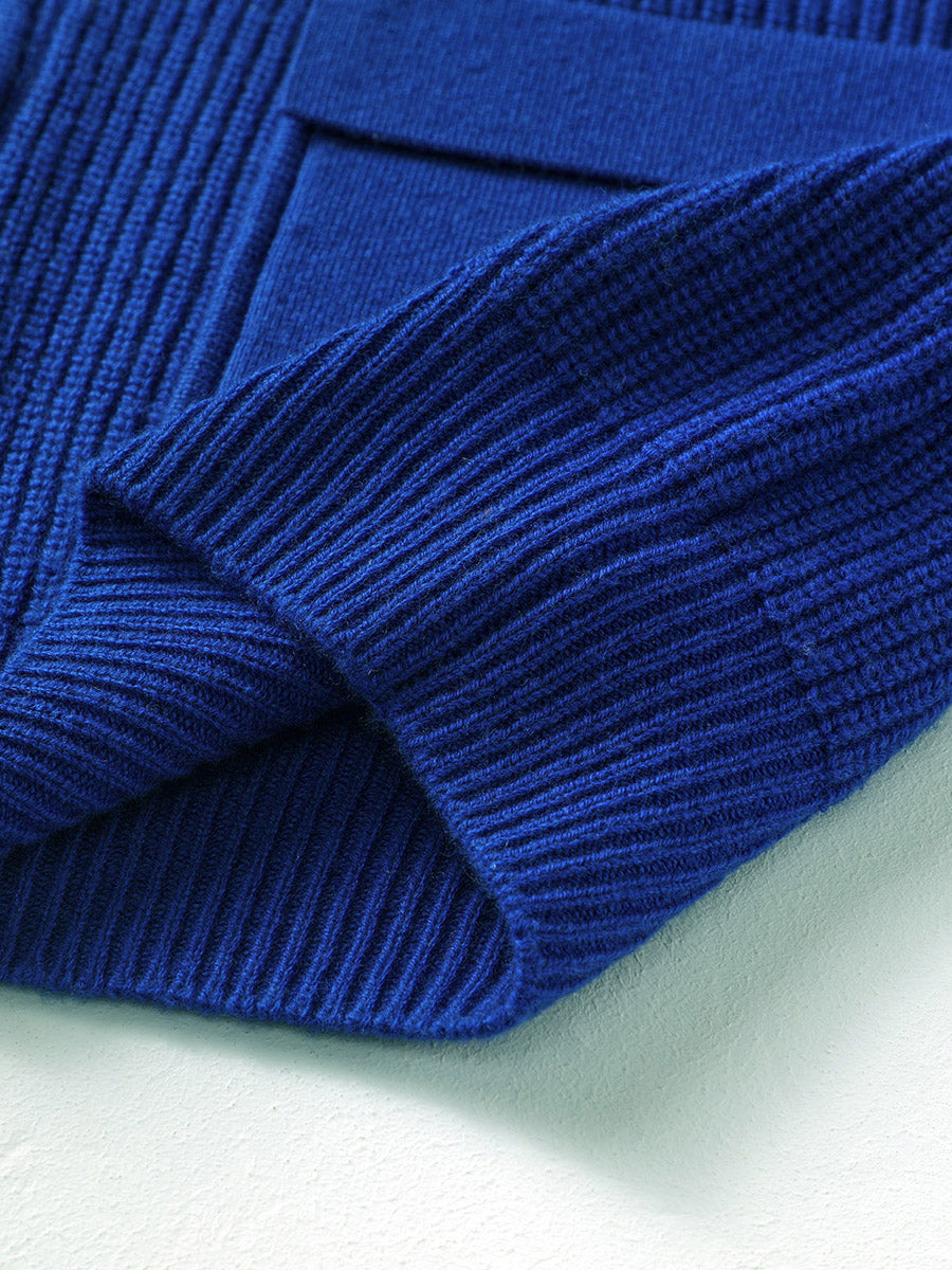 COMOBOCA 100% Wool Women's Knit Zipper Cardigan with Pockets