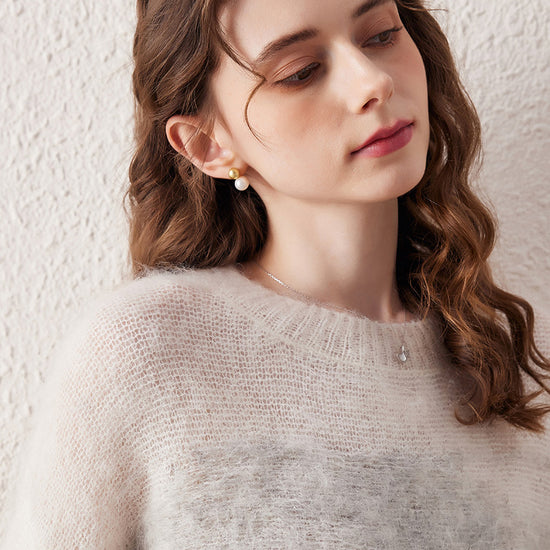 COMOBOCA Women's Mohair Crew Neck Gradient Knit Sweater