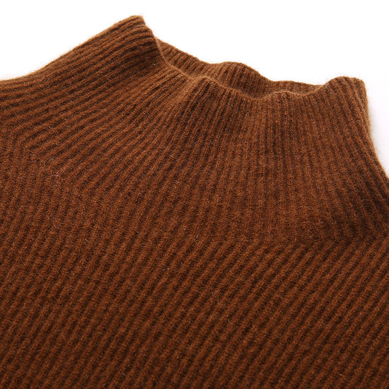 COMOBOCA 100% Cashmere Women's Color Block Turtleneck Sweater