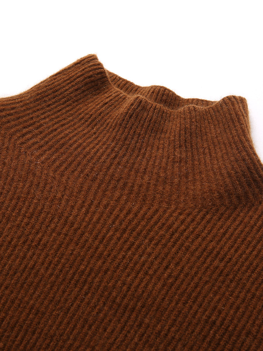 COMOBOCA 100% Cashmere Women's Color Block Turtleneck Sweater