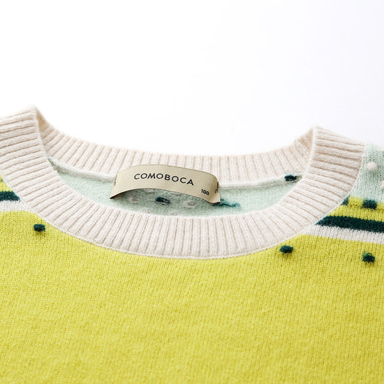 COMOBOCA 100% Cashmere Colorful Geometric Knit Vest