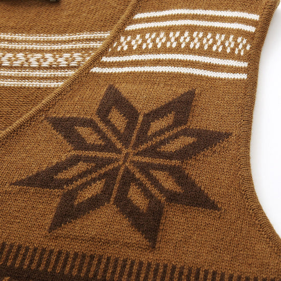 COMOBOCA 100% Wool Women's Vintage Fair Isle Knit Vest