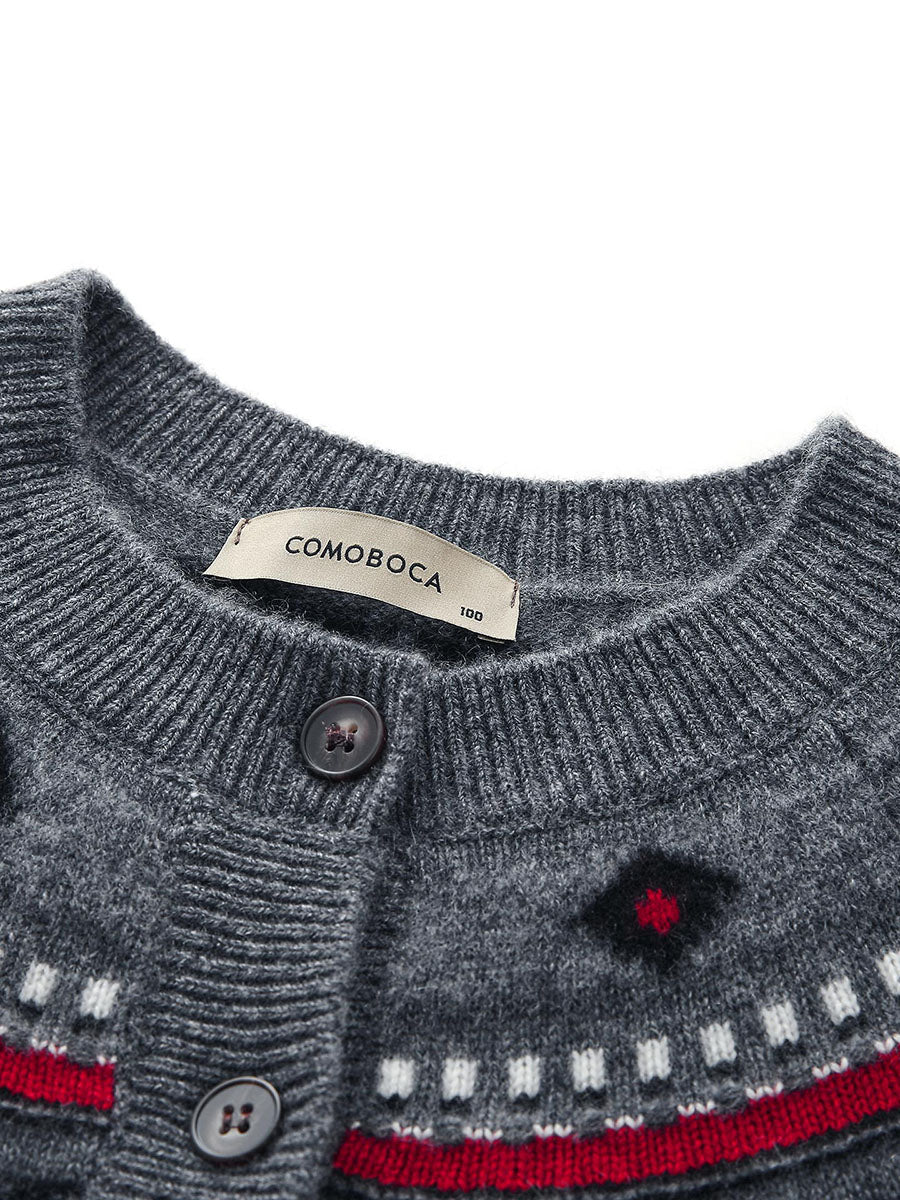 COMOBOCA 100% Cashmere Women's Fair Isle Button Down Cardigan