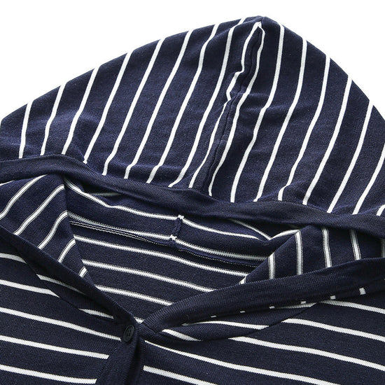 COMOBOCA Women's Striped Button Hooded Cardigan
