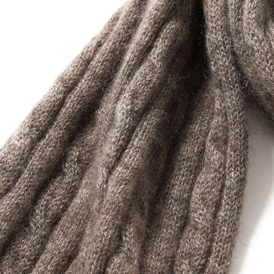 COMOBOCA 100% Cashmere Classic Cable Knit Scarf