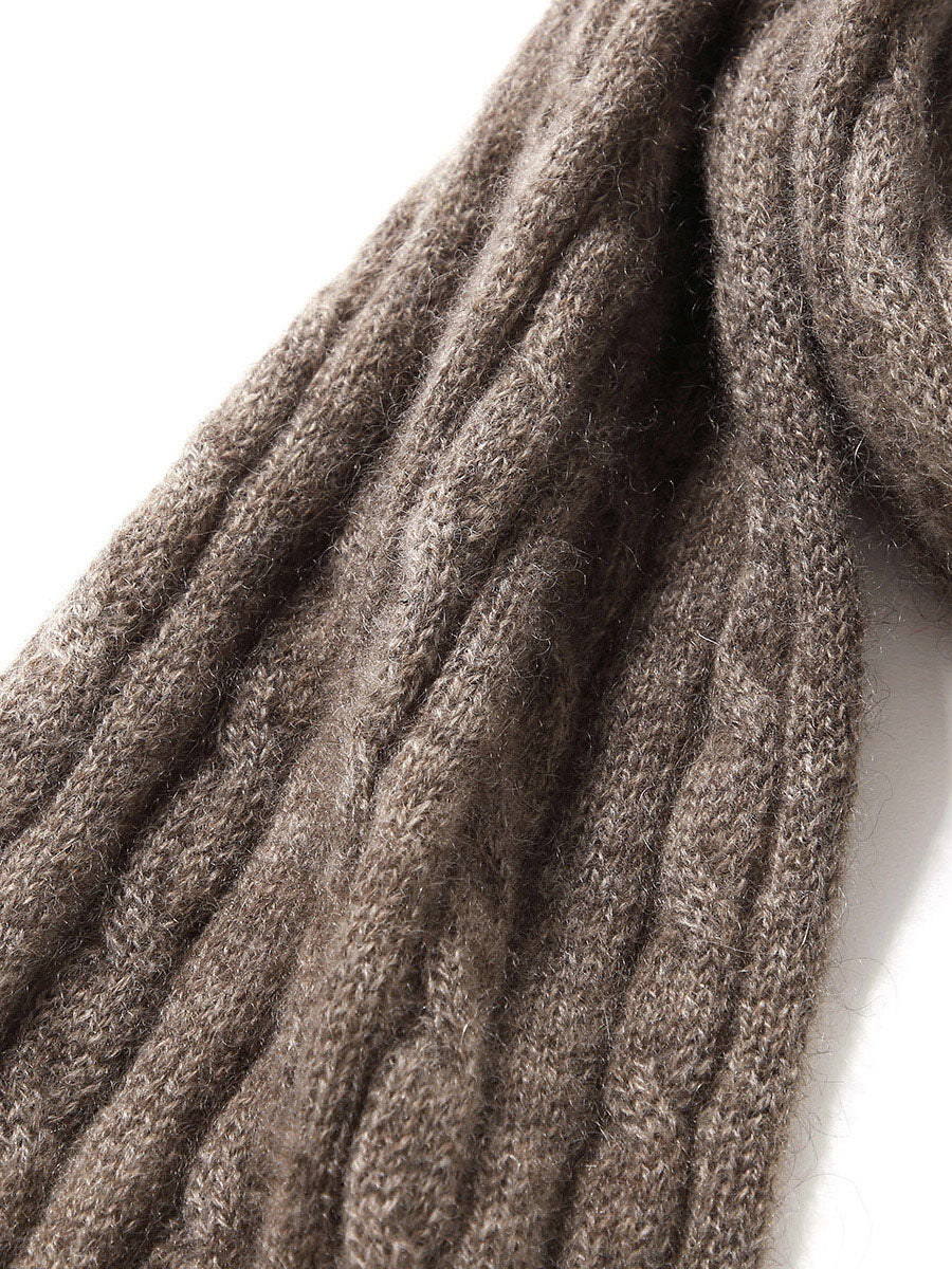COMOBOCA 100% Cashmere Classic Cable Knit Scarf