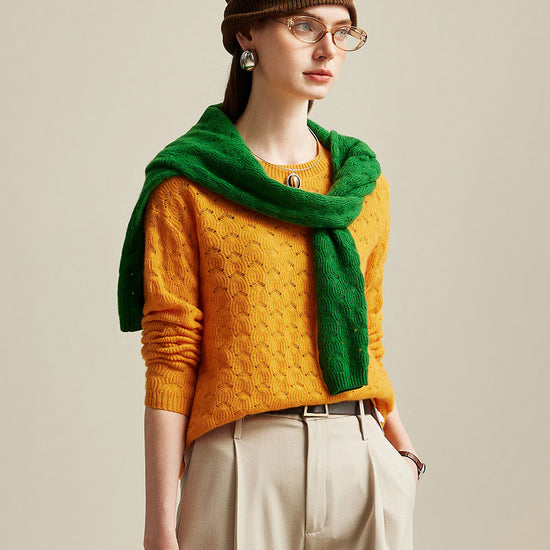 COMOBOCA 100% Cashmere Women's Cable Knit Sweater