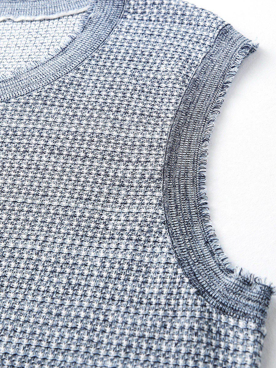 COMOBOCA Women's Frayed Edge Textured Tank Top