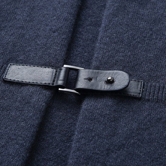 COMOBOCA 100% Cashmere Women's Leather Buckle Knit Coat