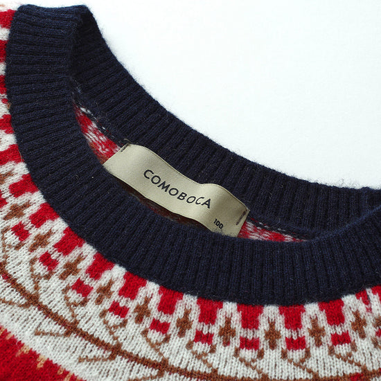 COMOBOCA 100% Cashmere Women's Fair Isle Round Neck Sweater