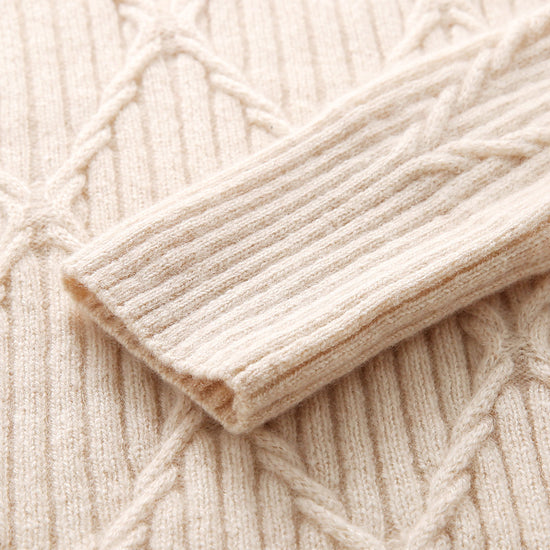 COMOBOCA 100% Cashmere Women's Cable Knit Hoodie