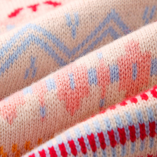 COMOBOCA 100% Wool Kids' Colorful Nordic Pattern Knit Sweater