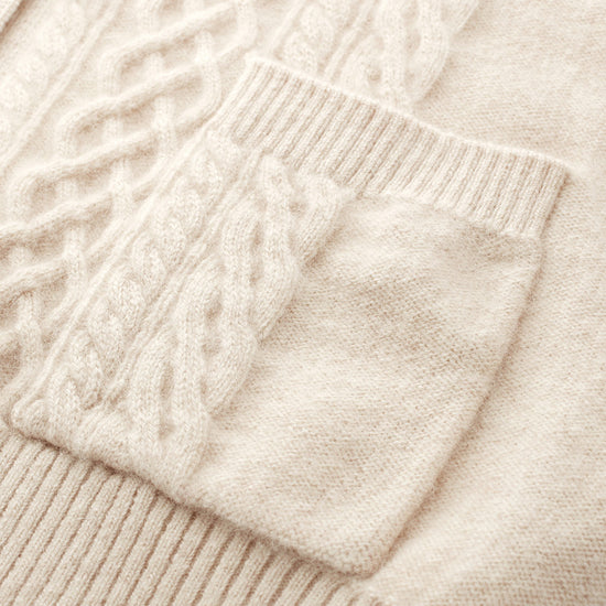 COMOBOCA 100% Cashmere Women's Sailor Collar Cable Knit Cardigan