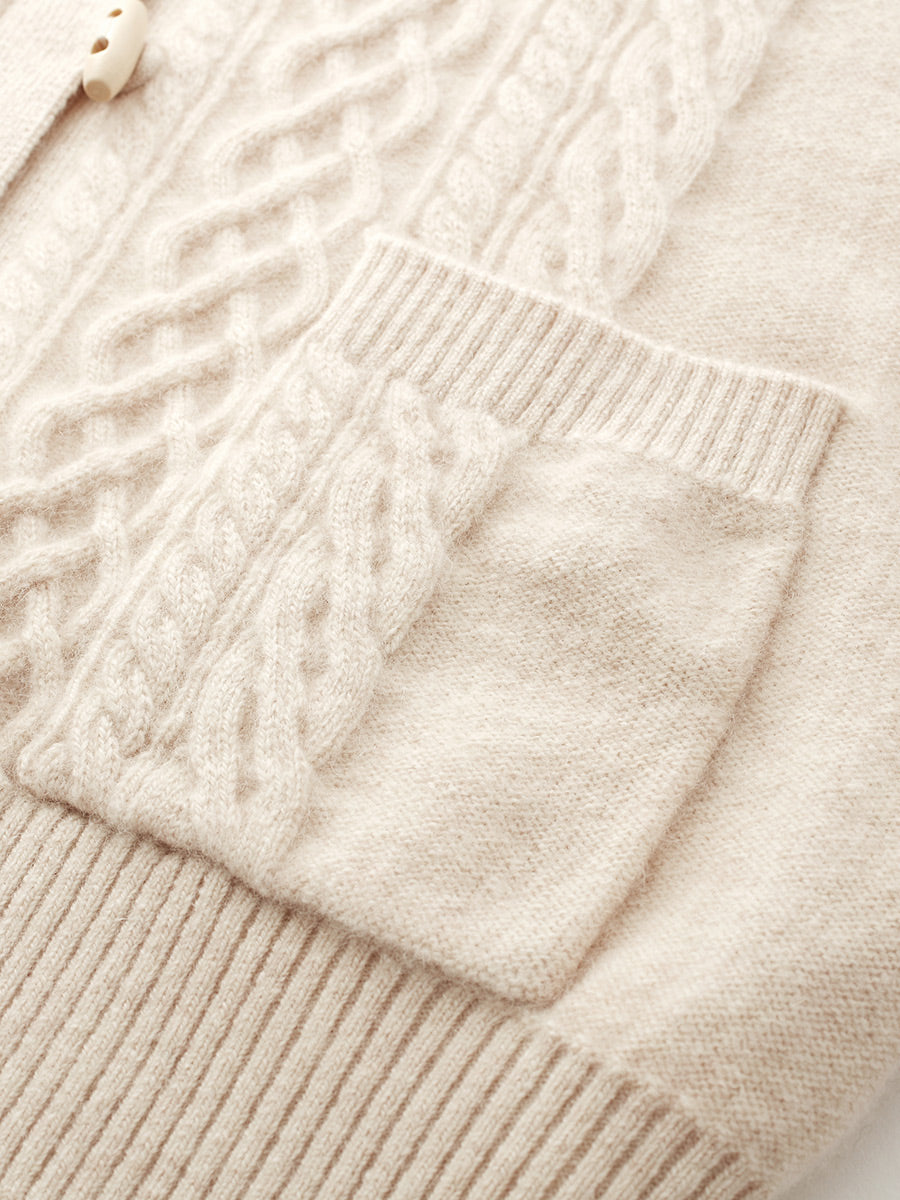 COMOBOCA 100% Cashmere Women's Sailor Collar Cable Knit Cardigan