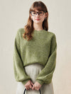 COMOBOCA Green 100% Wool Women's Knit Pullover Sweater