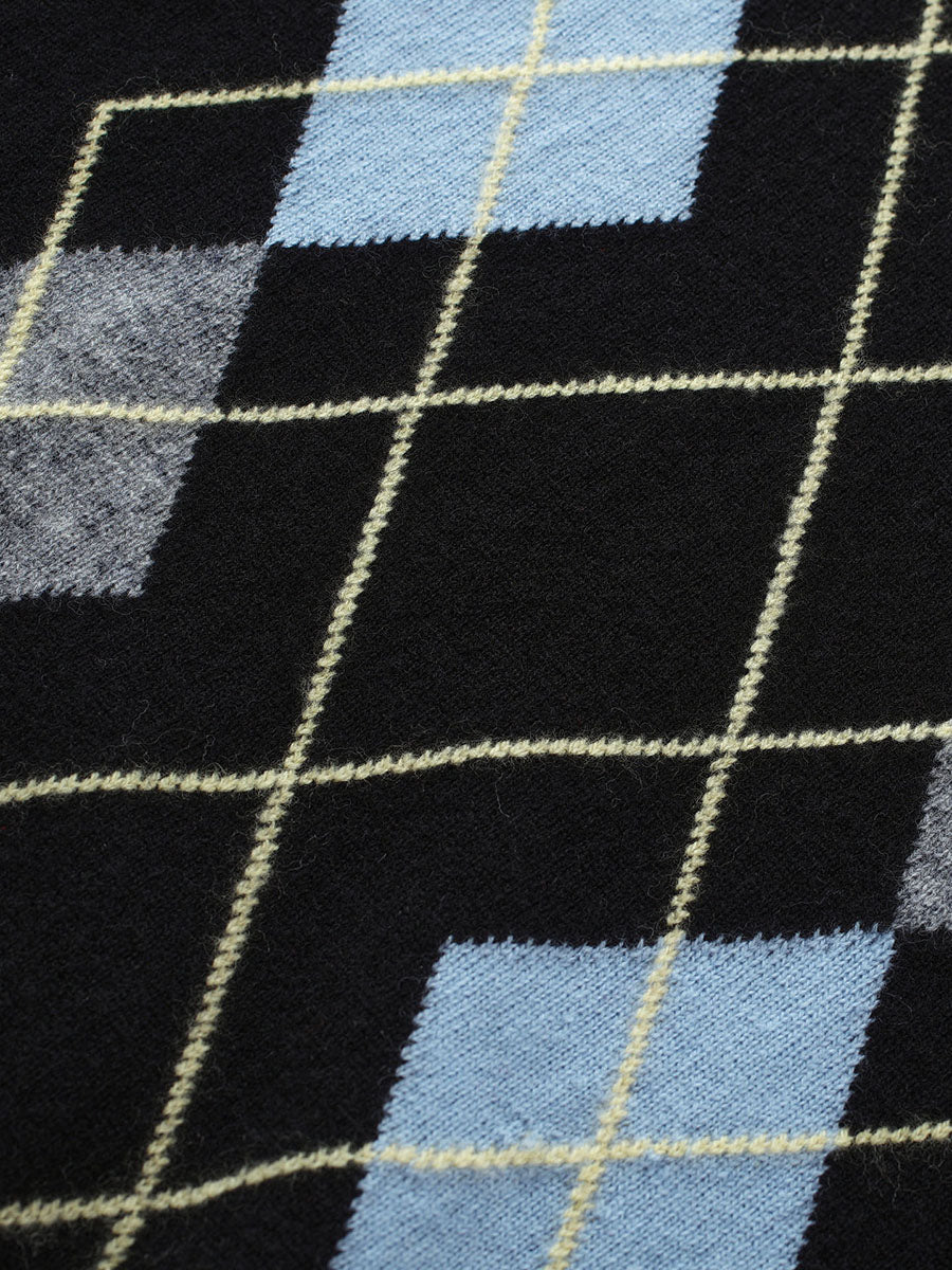 COMOBOCA 100% Wool Kids' Argyle Pattern Round Neck Sweater