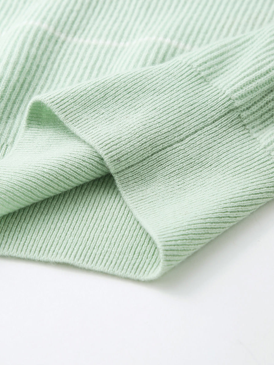 COMOBOCA 100% Cashmere Women's Striped Crewneck Sweater