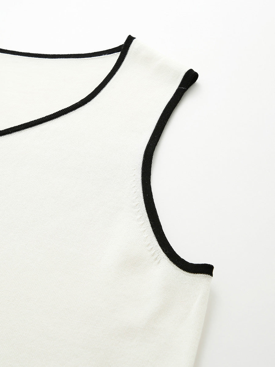 COMOBOCA Women's V-Neck Contrast Trim Tank Top