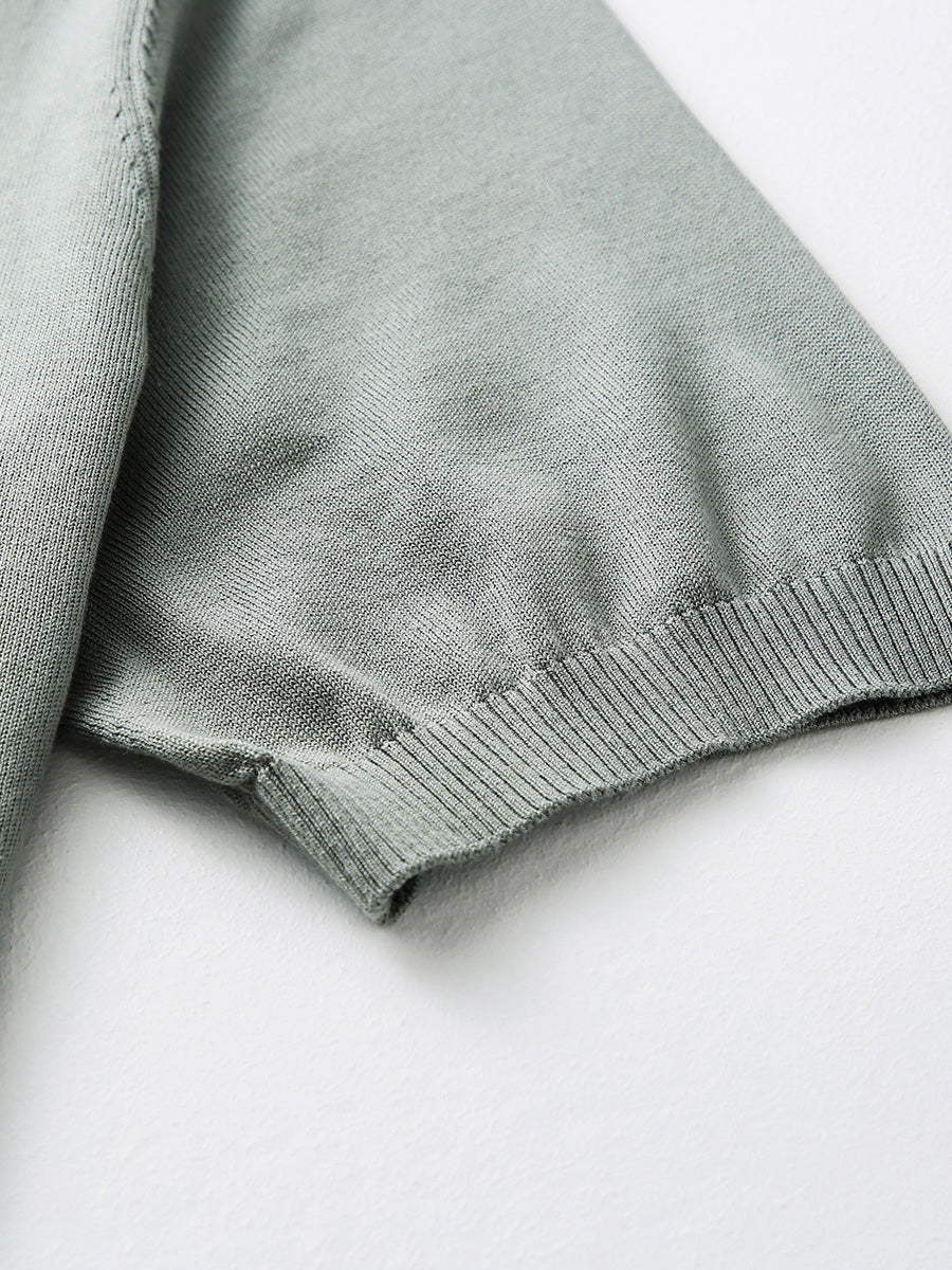 COMOBOCA Women's Lyocell V-Neck Ribbed Knit T-Shirt