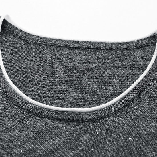 COMOBOCA Women's Rhinestone Detail Crewneck Knit Sweater