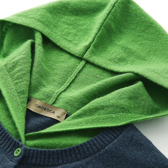 COMOBOCA 100% Wool Women's Contrast Button Down Hoodie