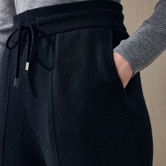 COMOBOCA 100% Wool Women's Wide Leg Pants with Drawstring