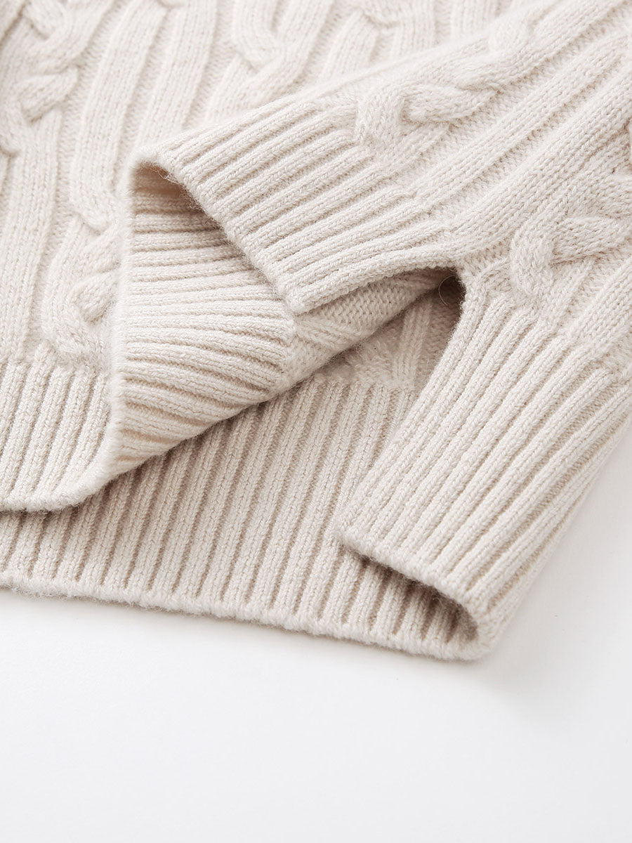 COMOBOCA 100% Wool Women's Cable Knit Button-Front Vest