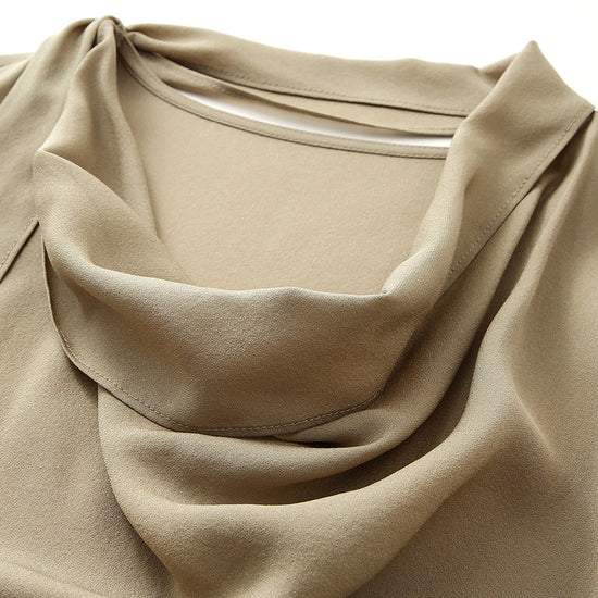 COMOBOCA 100% Mulberry Silk Women's Draped Cowl Neck Blouse