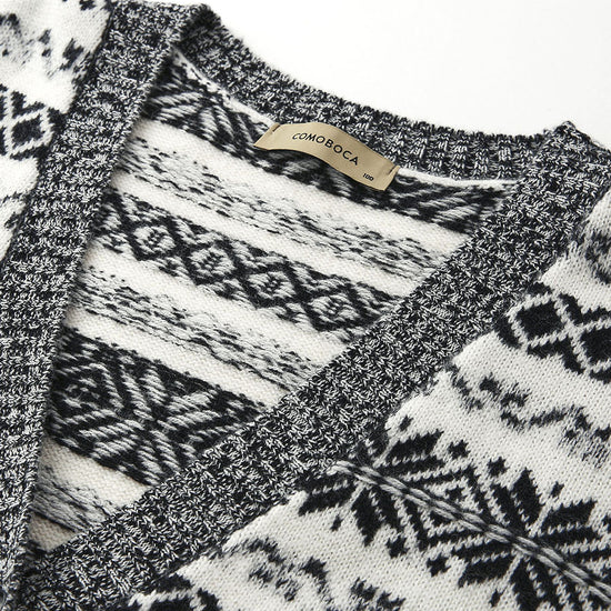 COMOBOCA 100% Wool Women's Snowflake Pattern Cardigan