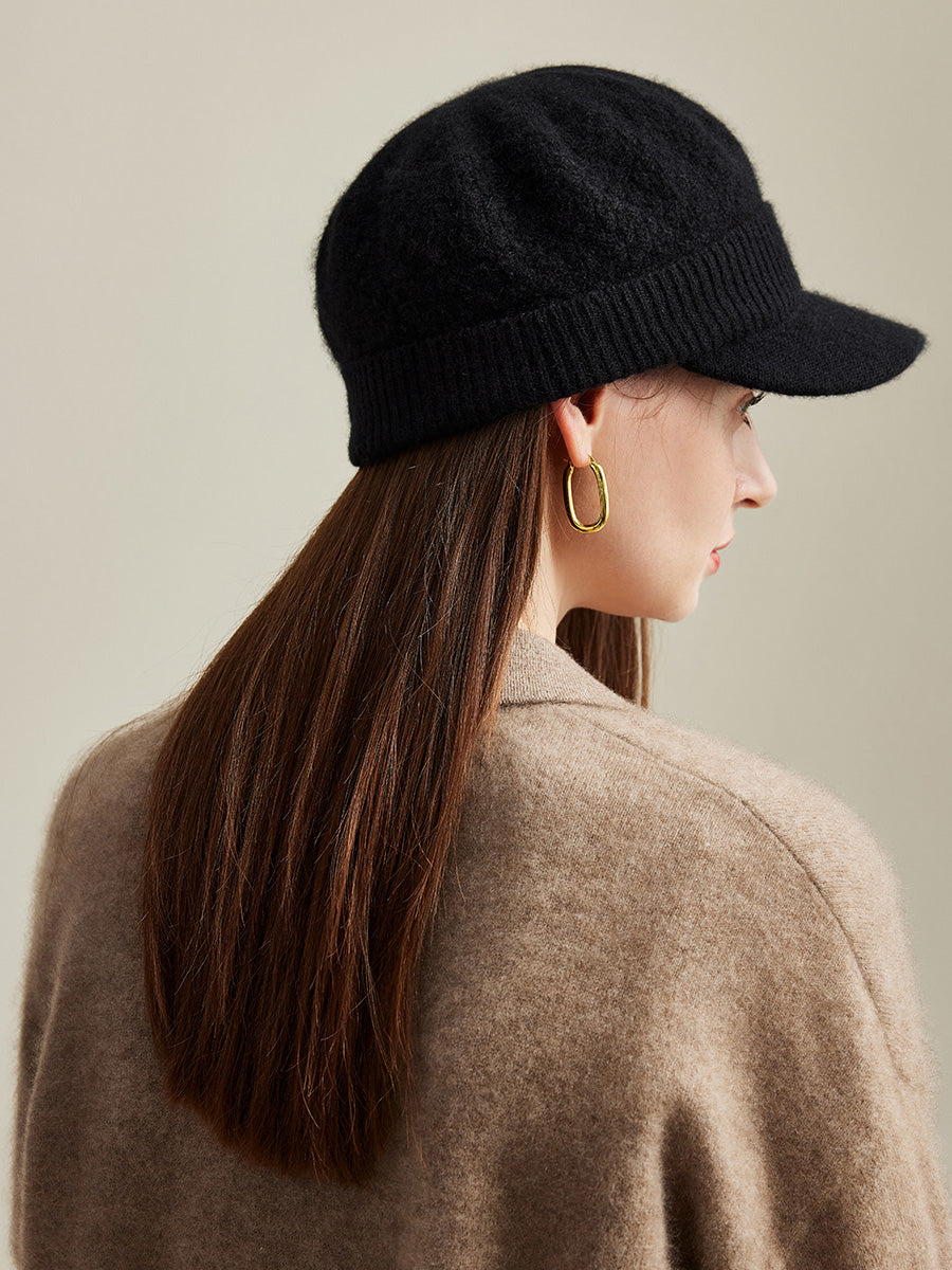 COMOBOCA 100% Cashmere Women's Knit Newsboy Cap