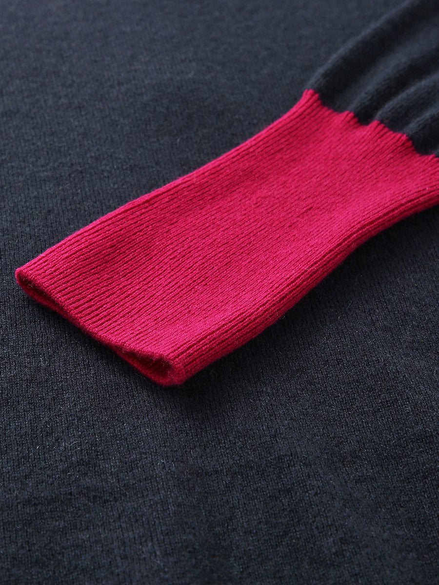 COMOBOCA 100% Cashmere Women's Button Down Contrast Cuff Knit Sweater