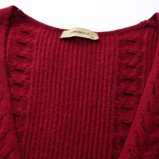 COMOBOCA 100% Wool Women's Cozy Cable Knit Long Coat