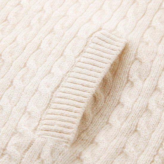 COMOBOCA 100% Cashmere Women's Cable Knit Zip Up Hoodie