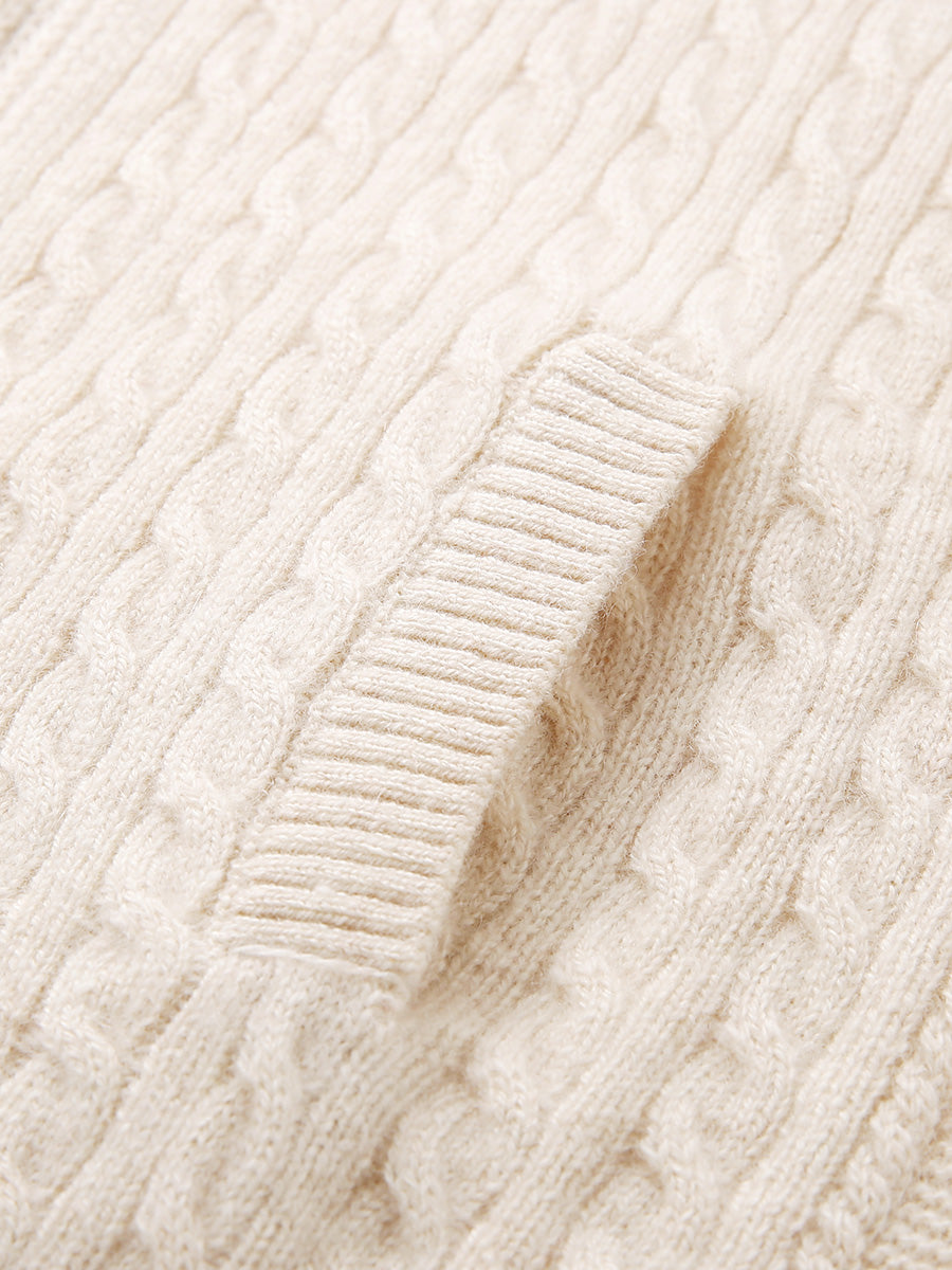 COMOBOCA 100% Cashmere Women's Cable Knit Zip Up Hoodie