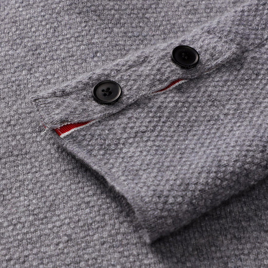 COMOBOCA 100% Cashmere Women's Striped Sleeve Knit Pocket Cardigan