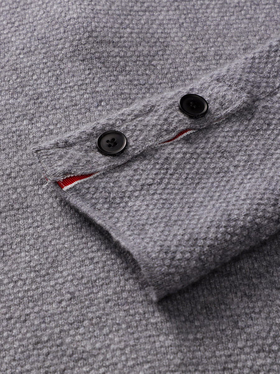 COMOBOCA 100% Cashmere Women's Striped Sleeve Knit Pocket Cardigan