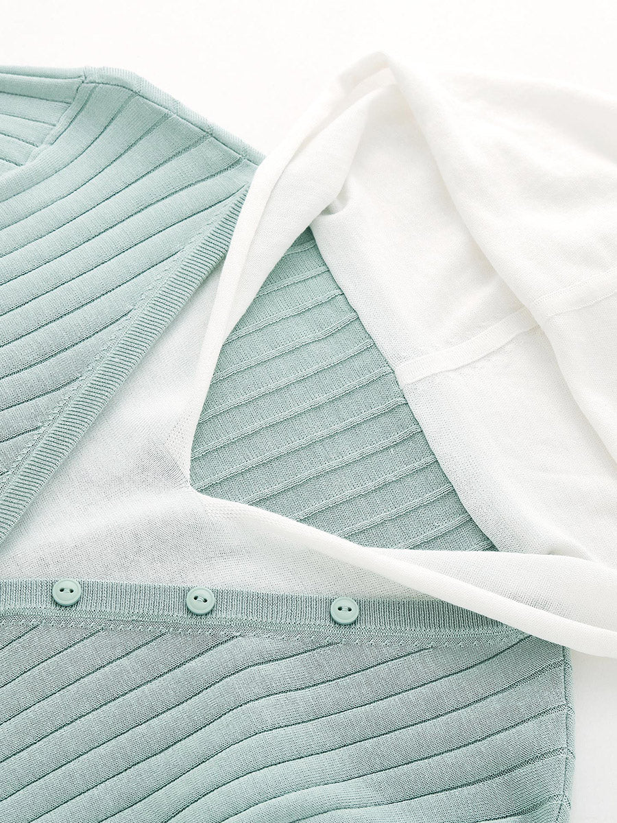 COMOBOCA Women's Layered Ribbed Knit Hooded Henley Top