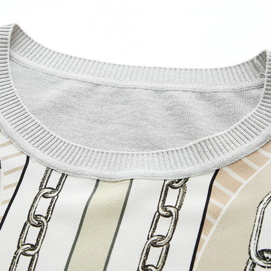 COMOBOCA Women's Graphic Chain Design Knit T-Shirt