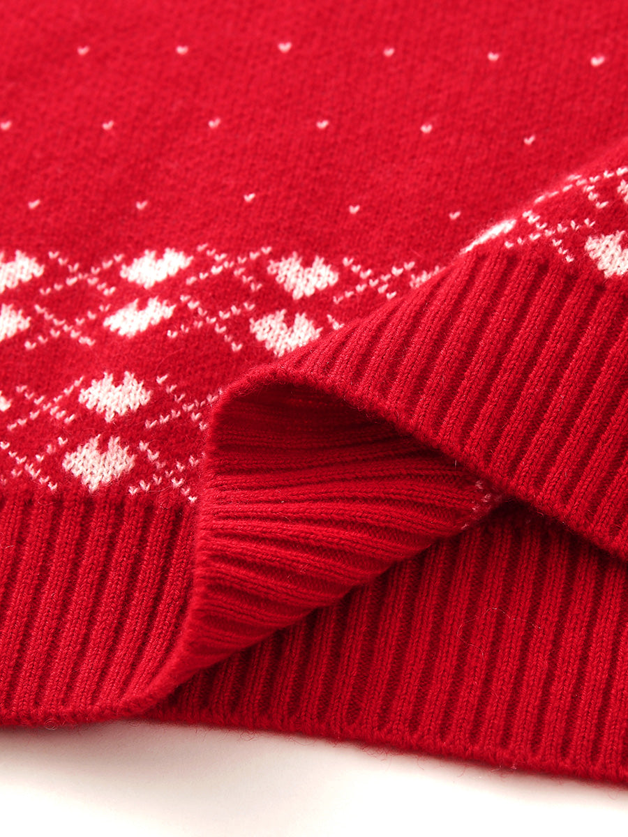 COMOBOCA 100% Cashmere Women's Fair Isle Snowflake Sweater