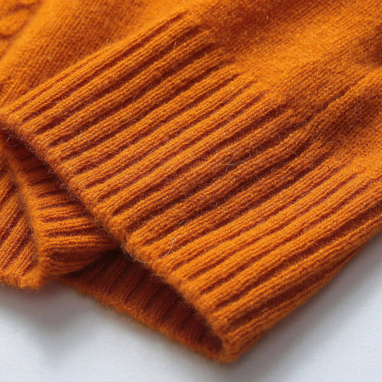 COMOBOCA 100% Cashmere Mock Neck Ribbed Knit Sweater