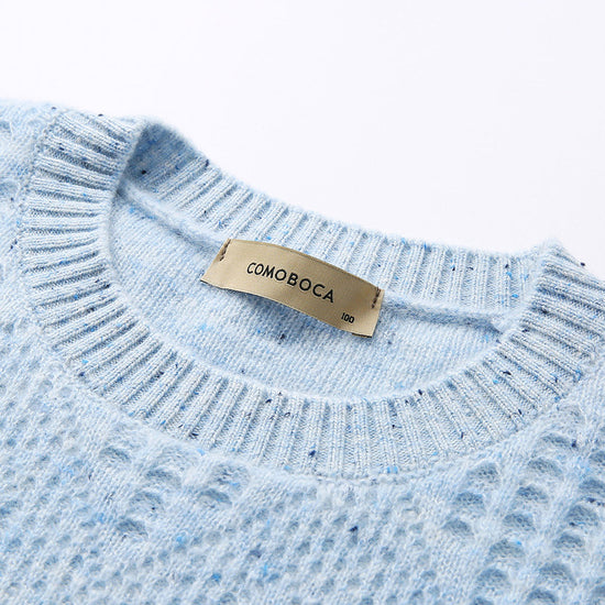 COMOBOCA 100% Cashmere Women's Openwork Knit Round Neck Sweater