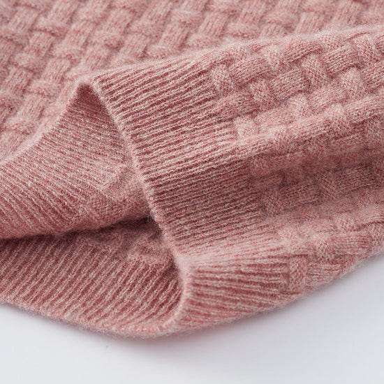 COMOBOCA 100% Cashmere Women's Round Neck Ribbed Knit Sweater