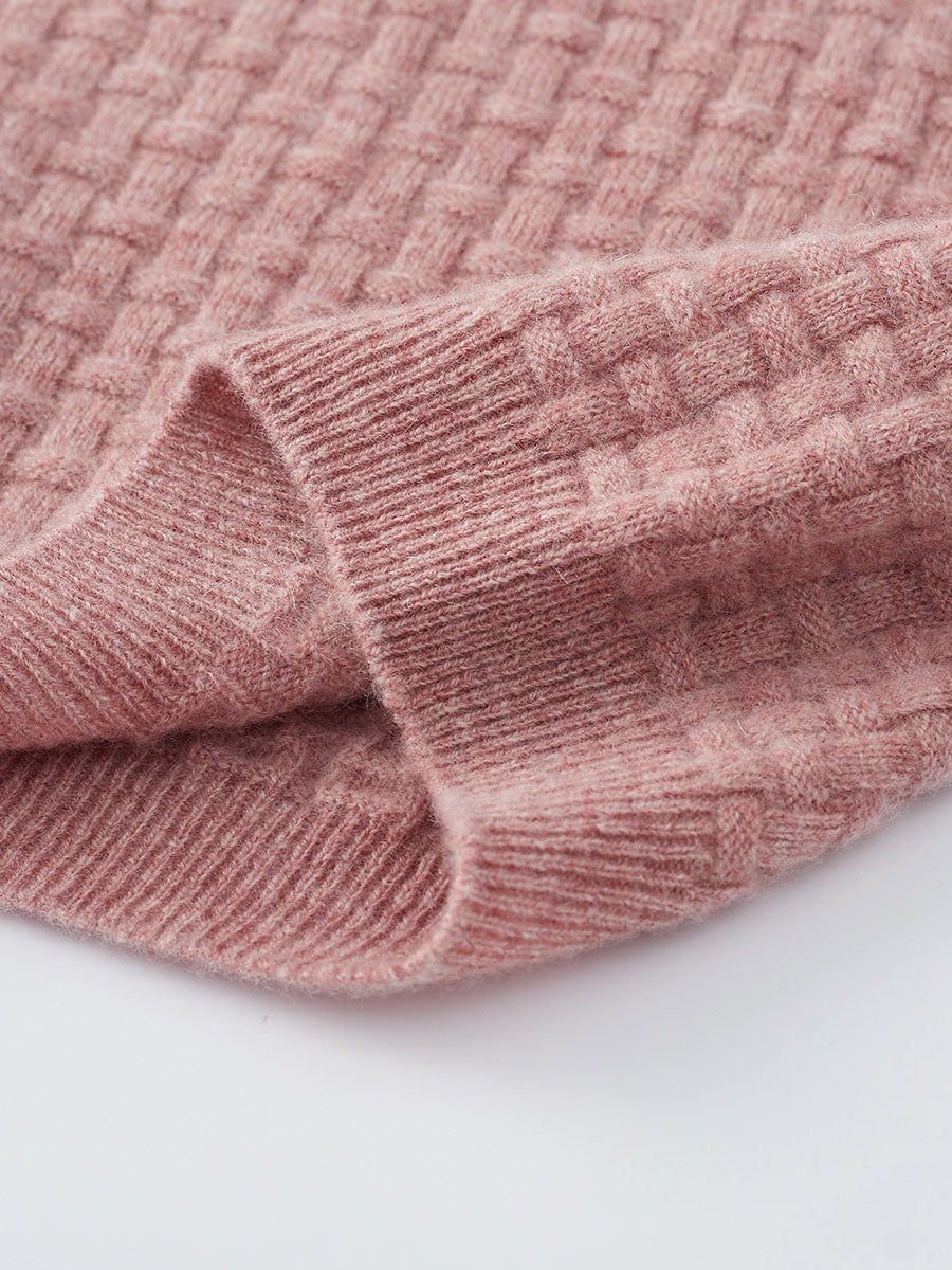 COMOBOCA 100% Cashmere Women's Round Neck Ribbed Knit Sweater