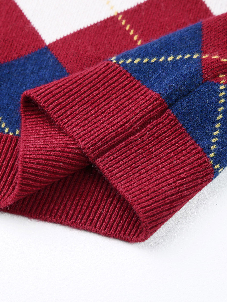 COMOBOCA 100% Wool Kids' Ribbed Round Neck Sweater