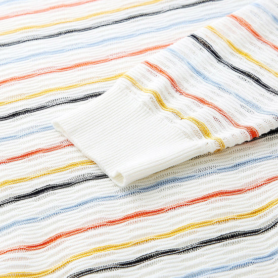 COMOBOCA Women's Colorful Striped Knit Sweater