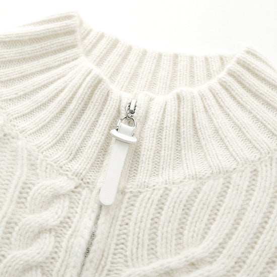 COMOBOCA 100% Cashmere Women's Cable Knit Zip Up Cardigan